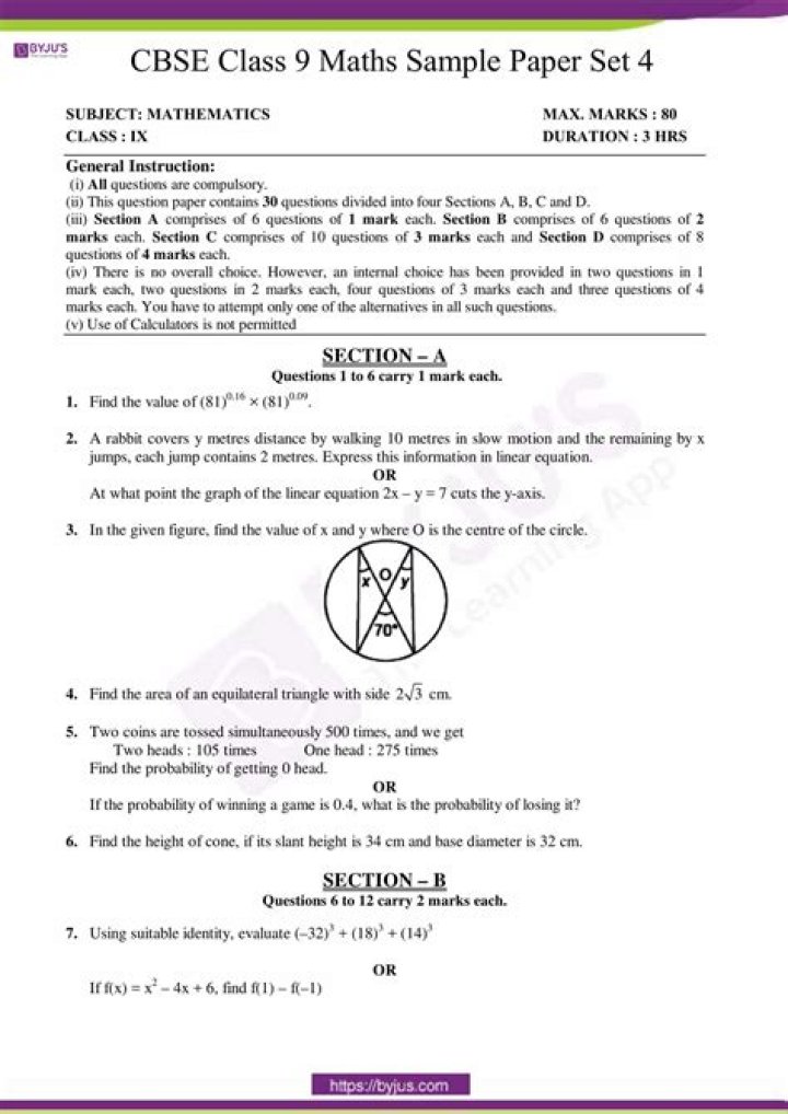 9th CBSE Maths Question Paper PDF Download – Practice & Exam Readiness