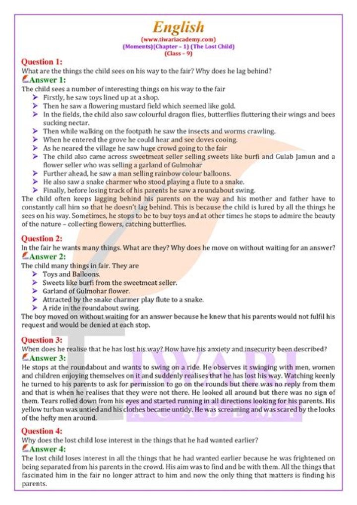 9th English Chapter-wise Test PDF with Answers