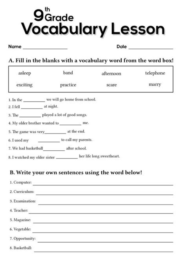 Free 9th Grade ELA Worksheets PDF – Download Now
