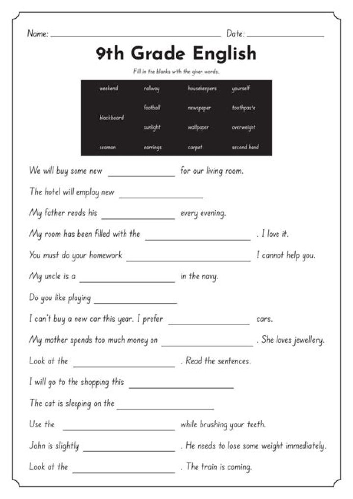 2015 9th Grade English Test PDF Download – Practice Exam