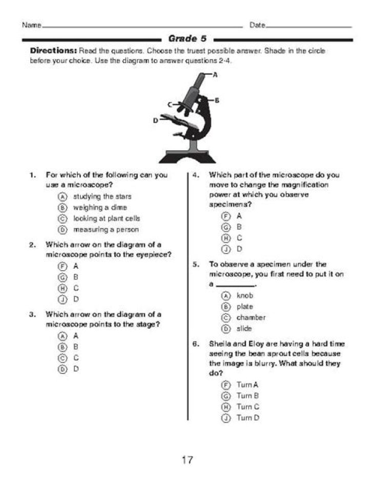 9th Grade Science Practice Test Worksheet PDF Download