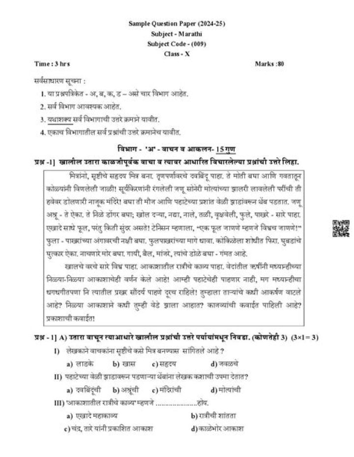 9th Marathi Question Paper 2018 PDF Download – Official Exam Paper