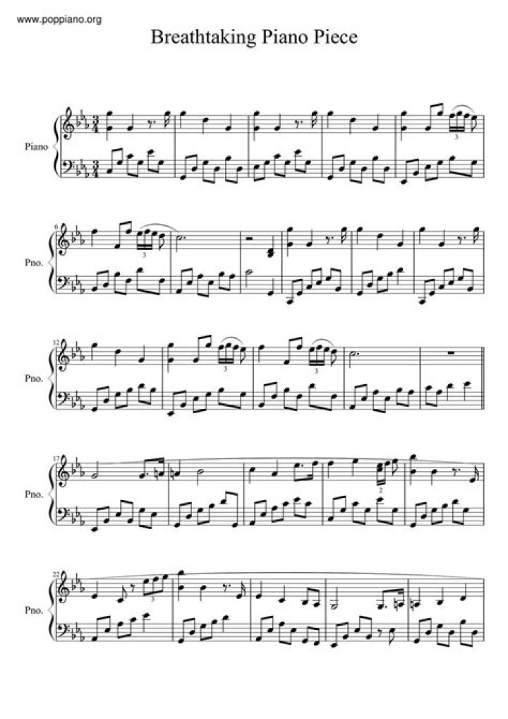 Breathtaking Piano Masterpiece Sheet Music PDF – Instant Download