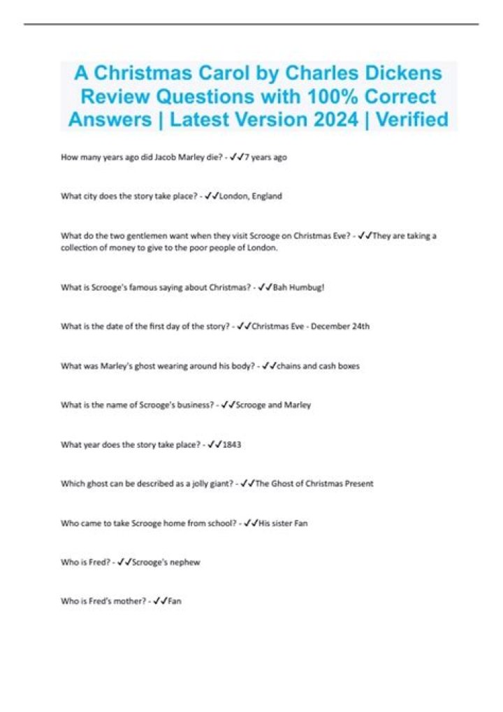 Christmas Carol Questions & Answers PDF: A Christmas Carol by Charles Dickens