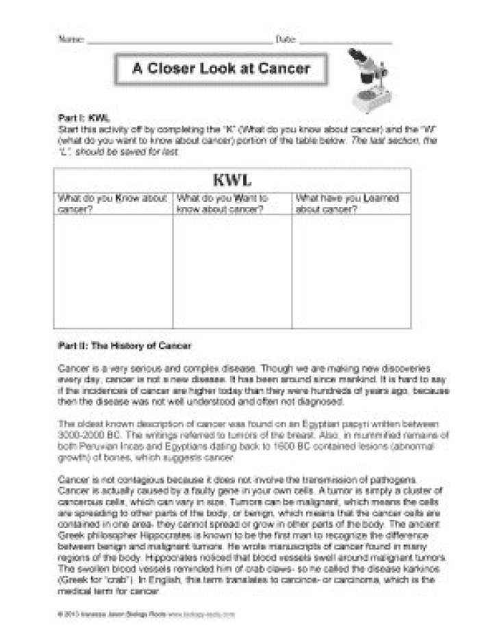 Closer Look at Cancer Answers: Free PDF Answer Key