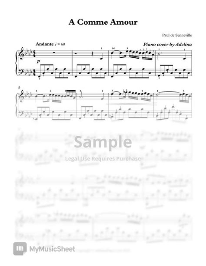 A Comme Amour – Richard Clayderman Piano Sheet PDF for Sheet Music