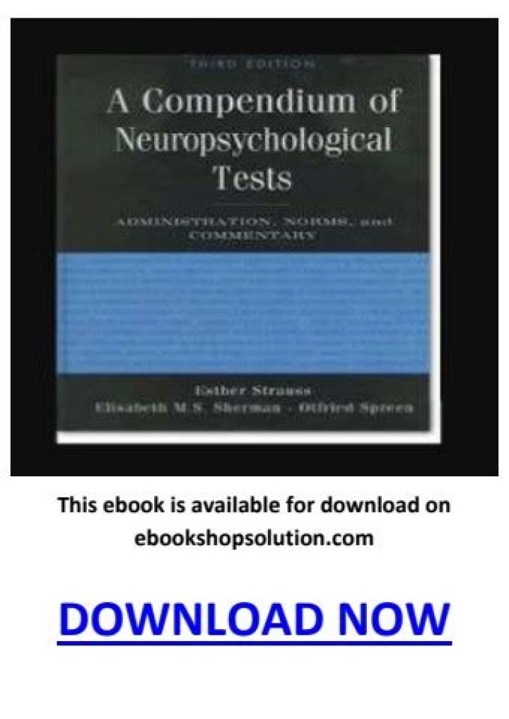 A Compendium of Neuropsychological Tests 3rd Edition PDF – Complete Guide