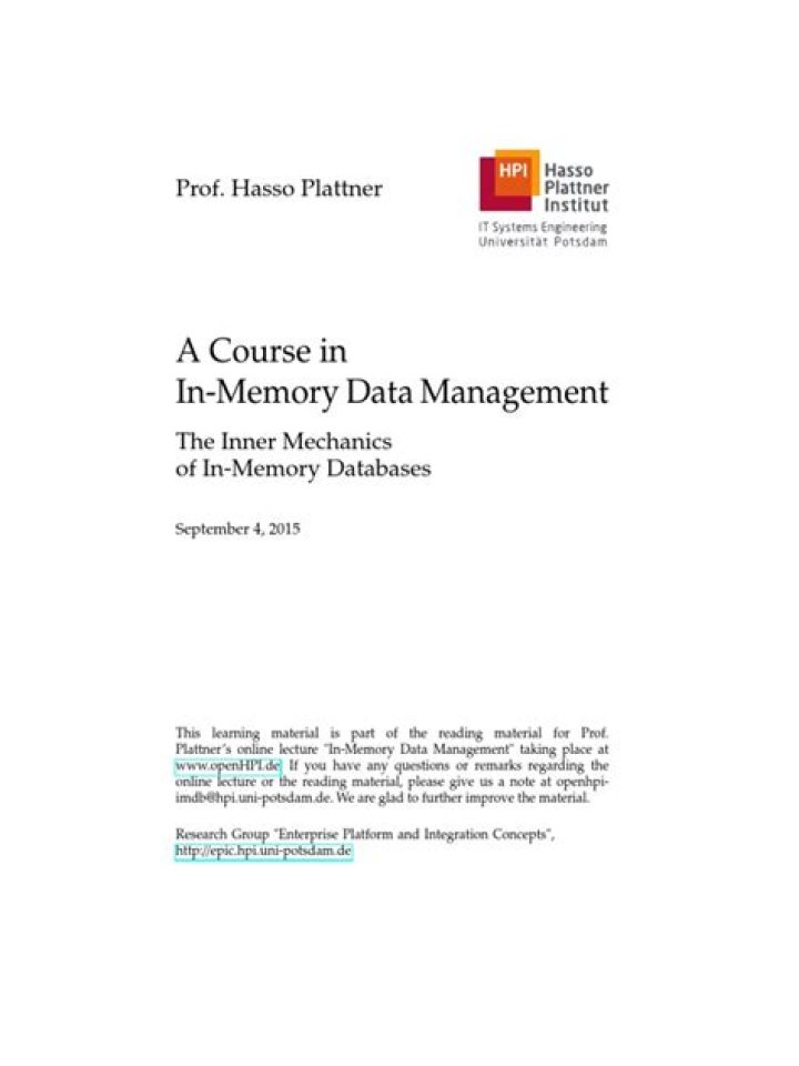 Master In-Memory Data Management: Comprehensive PDF Course