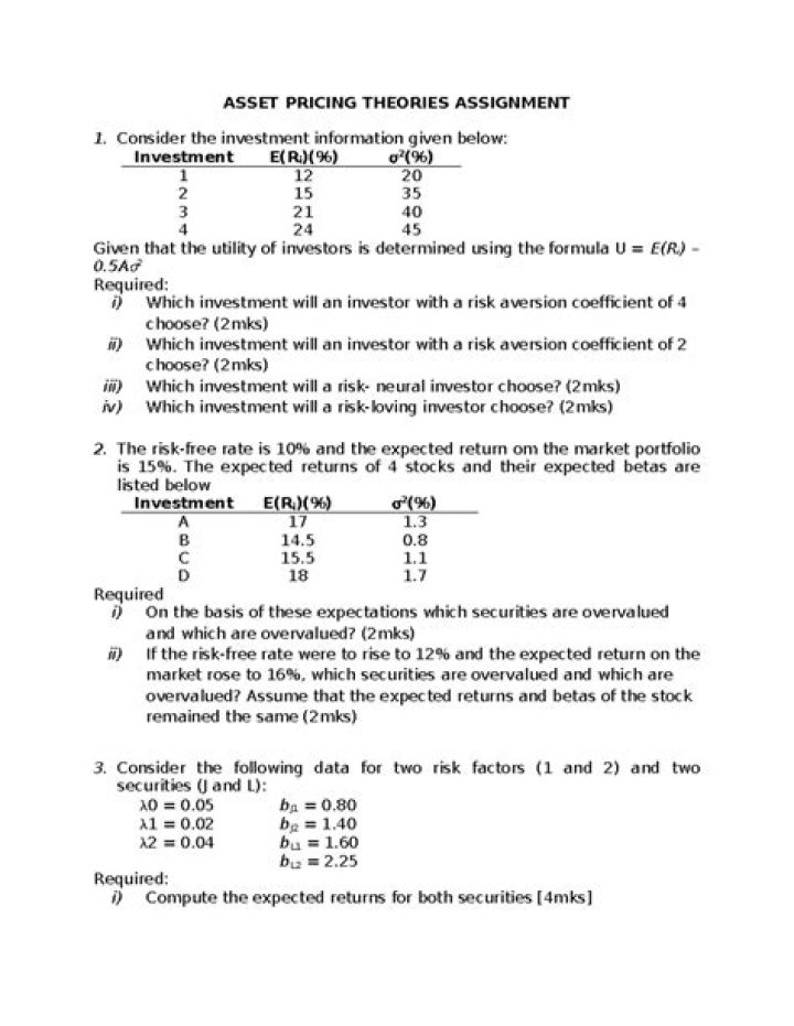 Critical Analysis of Asset Pricing Theory: Tests PDF Review