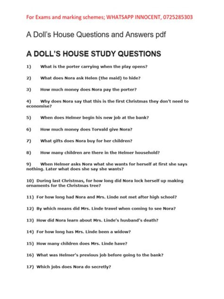 A Doll’s House Questions PDF: Key Discussion Points & Analysis
