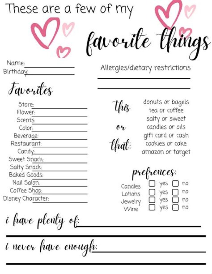 A Few of My Favorite Things: Cute PDF List