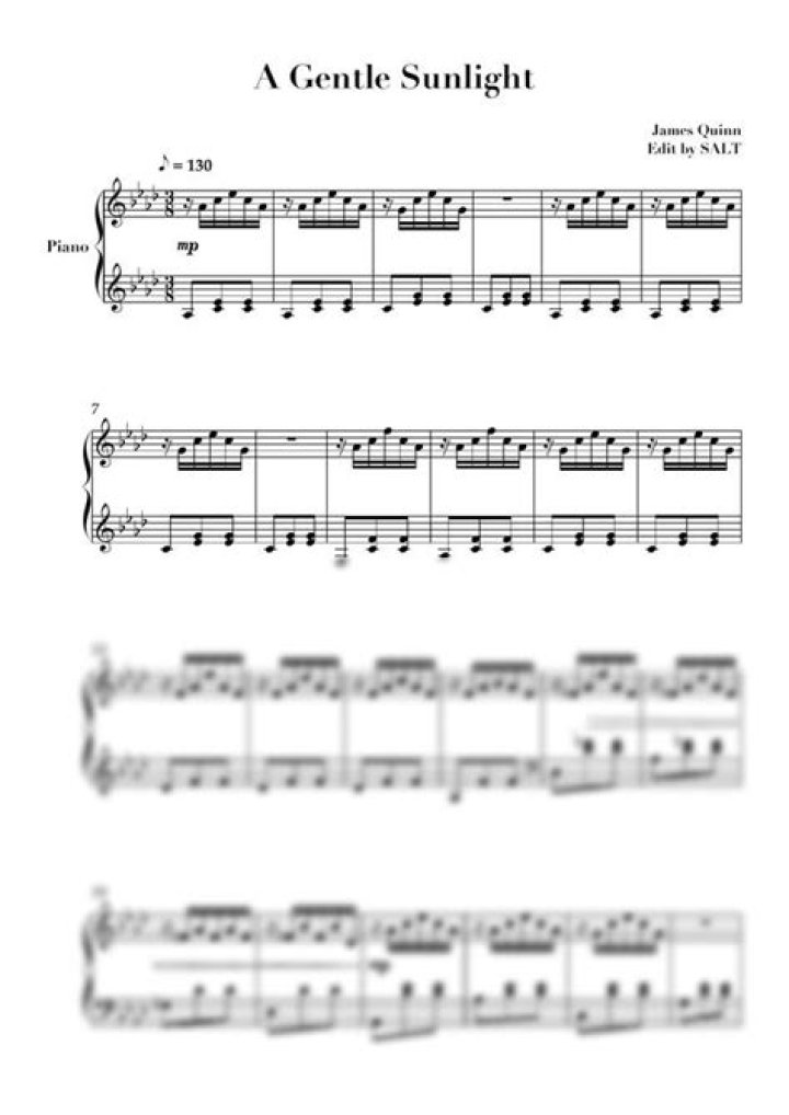 Gentle Sunlight Piano Sheet Music PDF – Free Download