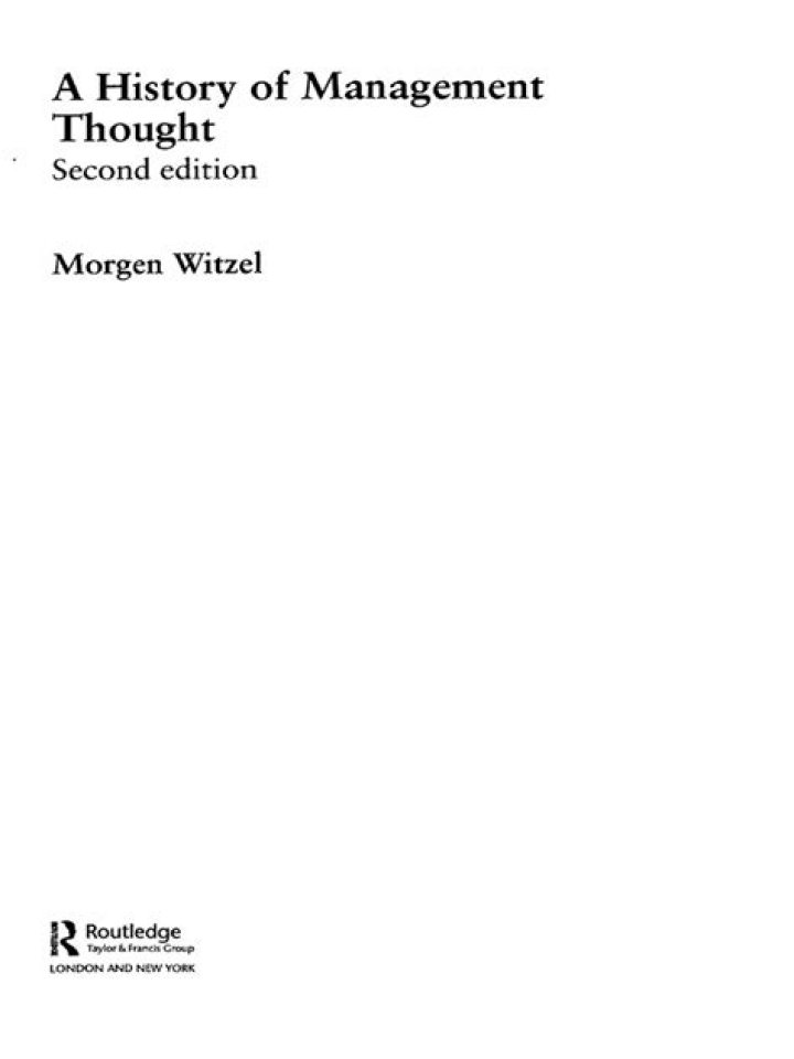 A History of Management Thought: Essential PDF for Students and Leaders