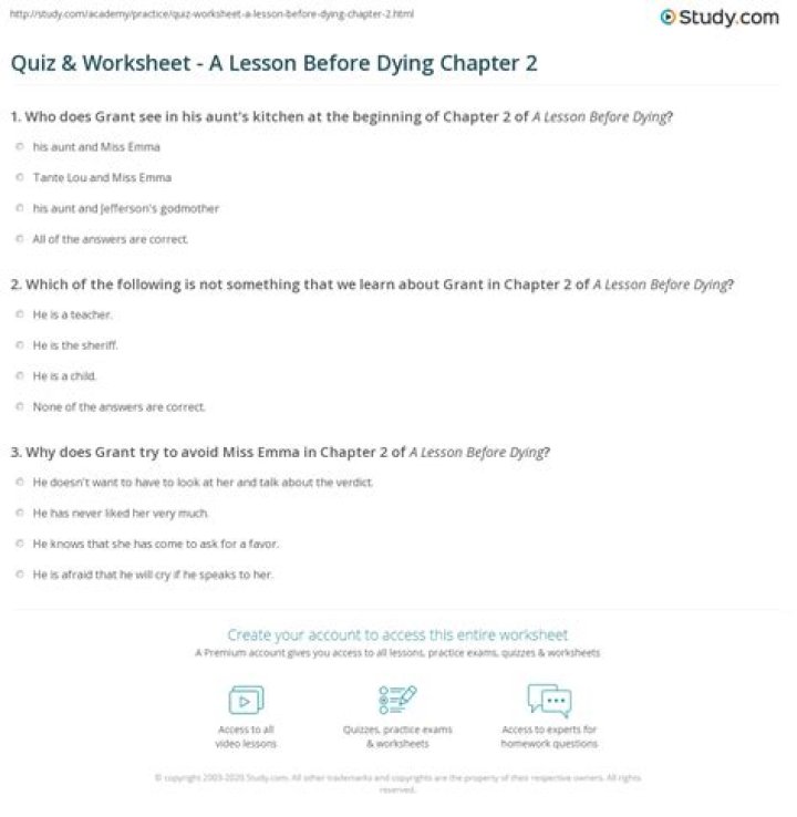 A Lesson Before Dying Chapter Questions PDF for Study & Discussion