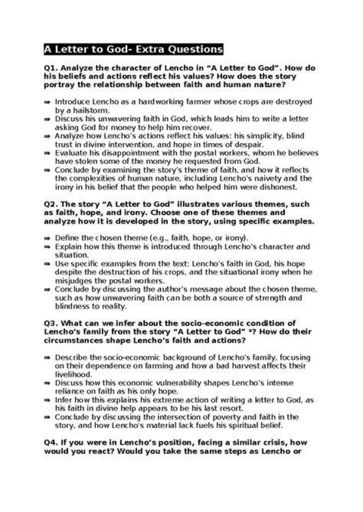 A Letter to God Extra Questions and Answers PDF – Complete Guide