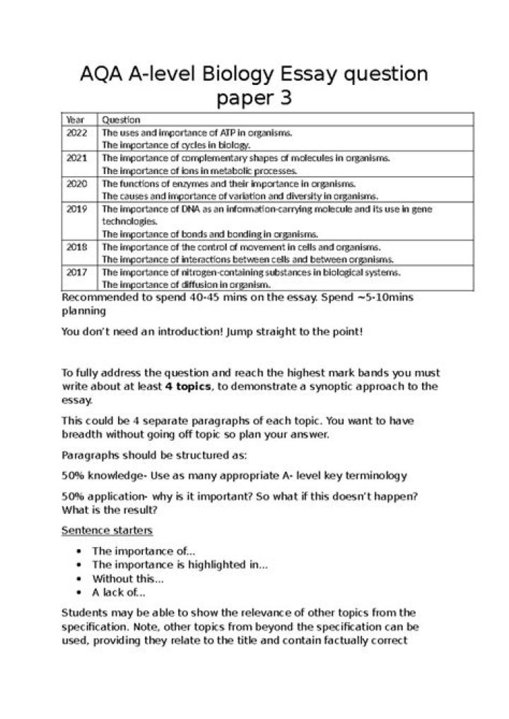 A Level Biology Essay Questions & Answers PDF – Expert Solutions