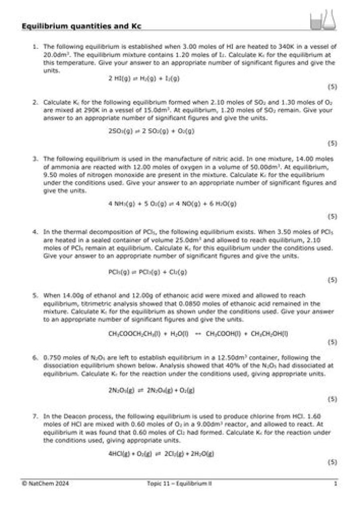 A Level Chemistry Equilibrium Questions and Answers PDF: Expert Practice & Solutions