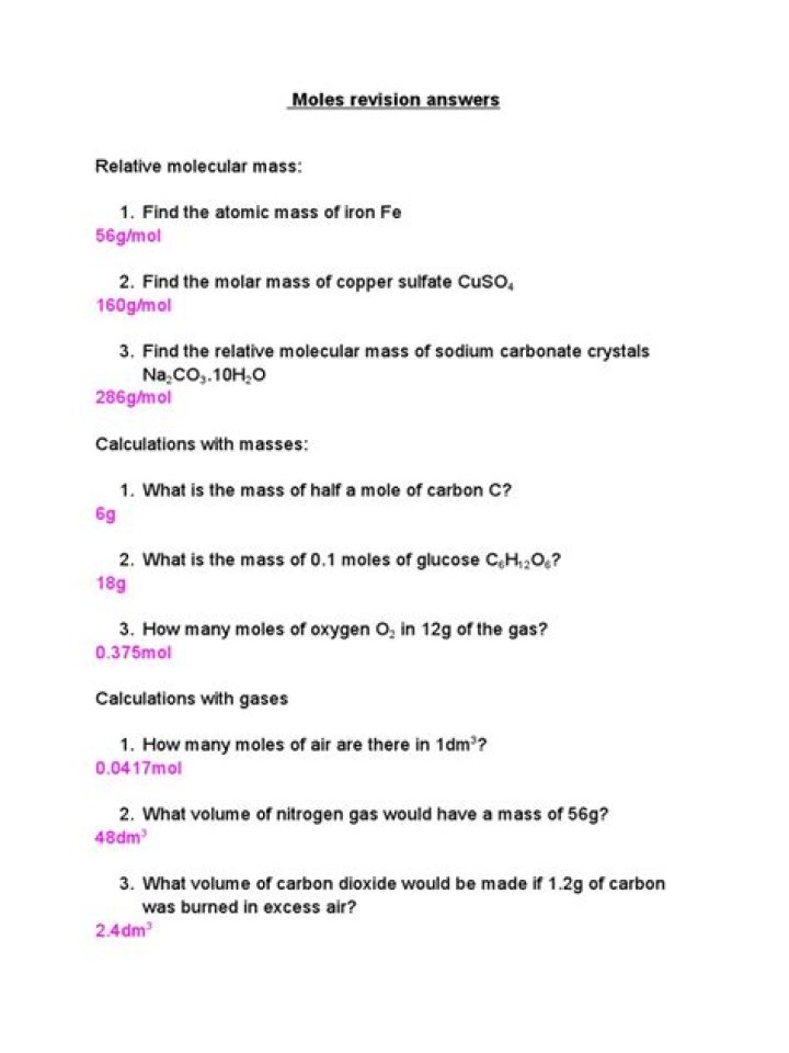 A-Level Chemistry: Moles Questions & Answers PDF – Instant Practice & Solutions