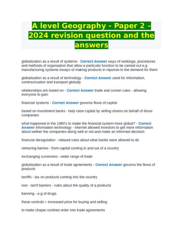 A Level Geography Questions & Answers PDF – Complete Study Resource