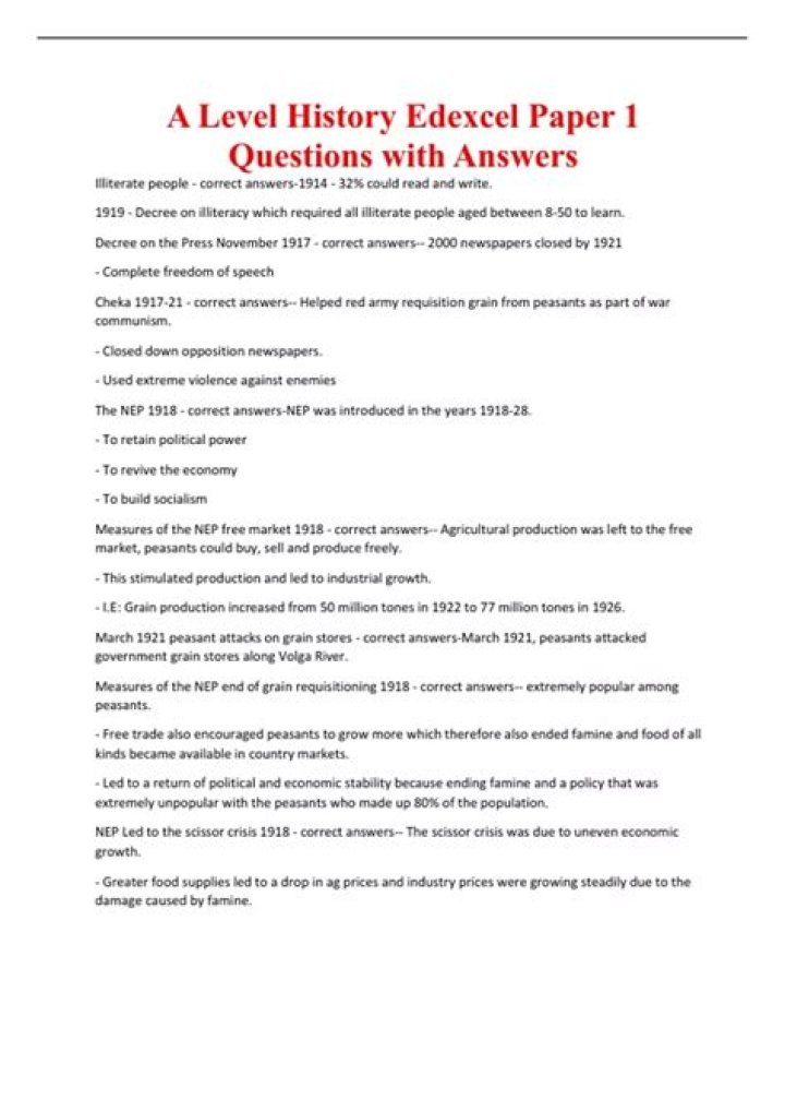 A Level History Paper 3 Past Papers with Answers PDF Download