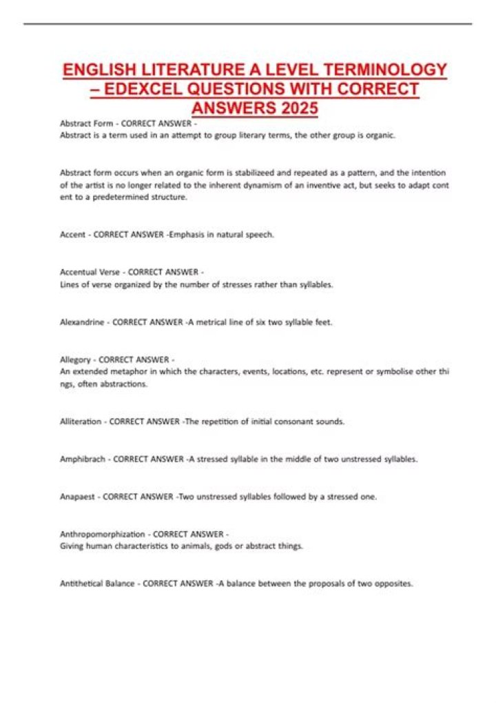 A Level Literature Questions & Answers PDF – Instant Revision