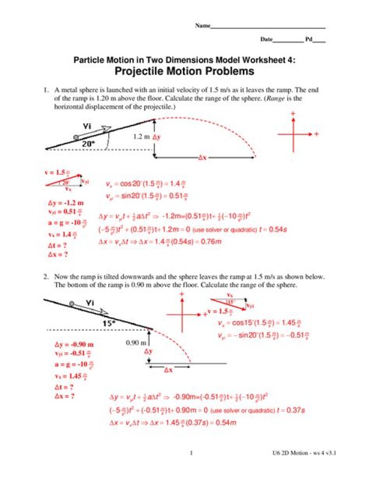 A Level Physics Projectile Motion Questions PDF with Solutions