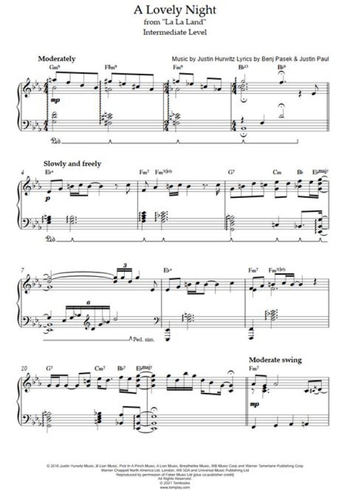 A Lovely Night Piano Sheet Music PDF for Relaxing Play