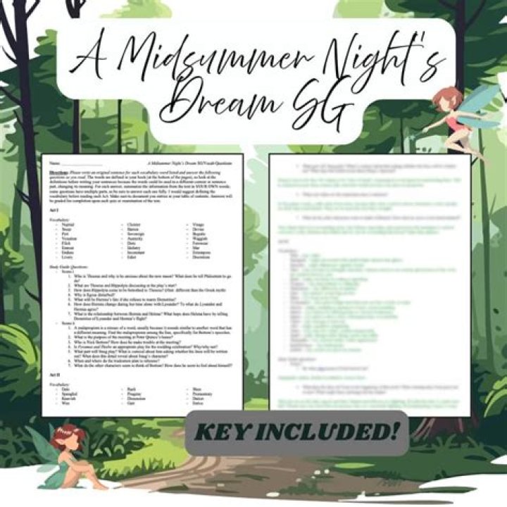 A Midsummer Night's Dream Study Guide Questions & Answers PDF