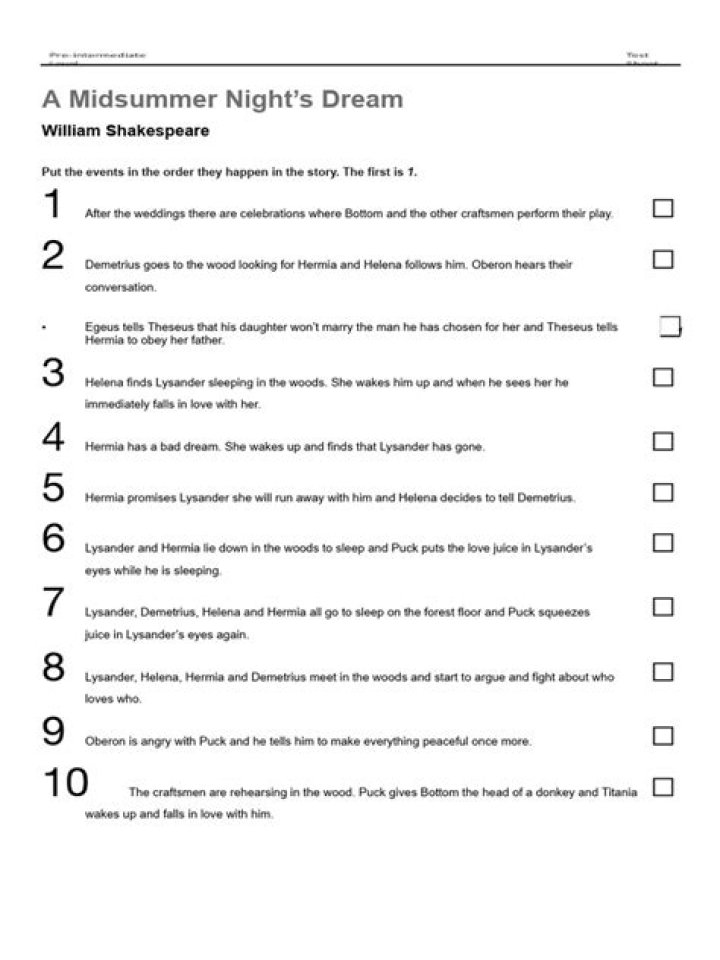 A Midsummer Night's Dream Test PDF: Free Shakespeare Study Guide