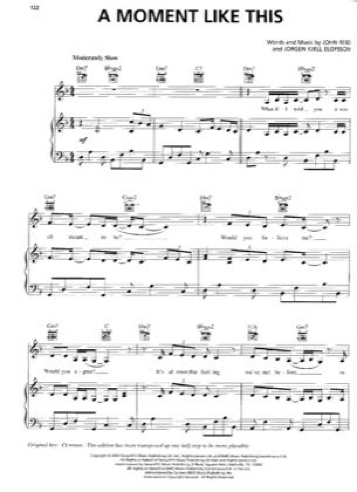 Download 'A Moment Like This' Piano Sheet Music PDF