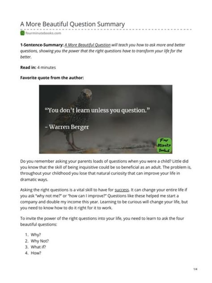 Craft a More Beautiful Question Summary PDF