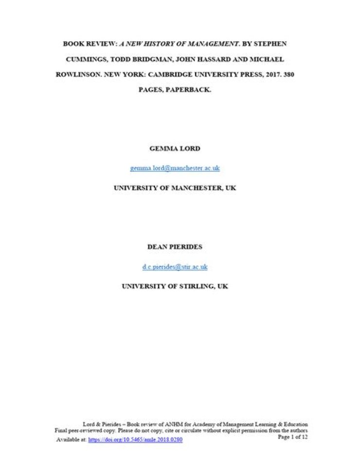 A New History of Management PDF: Mastering Leadership Through the Ages