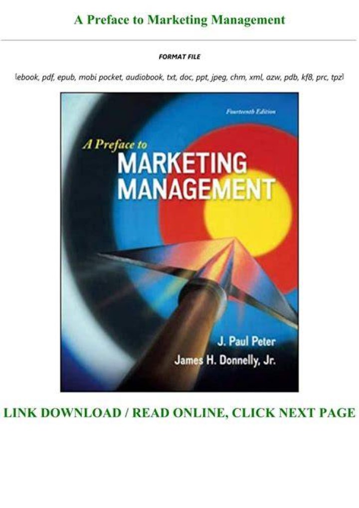 A Preface to Marketing Management PDF: Essential Insights for Beginners