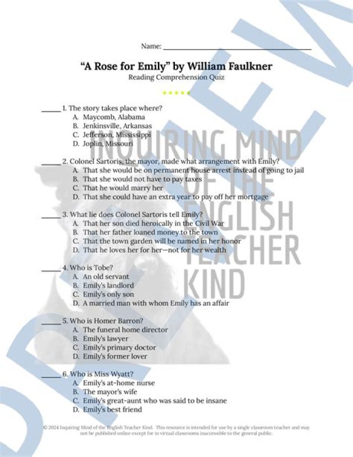 A Rose for Emily PDF Answers: Critical Insights and Analysis