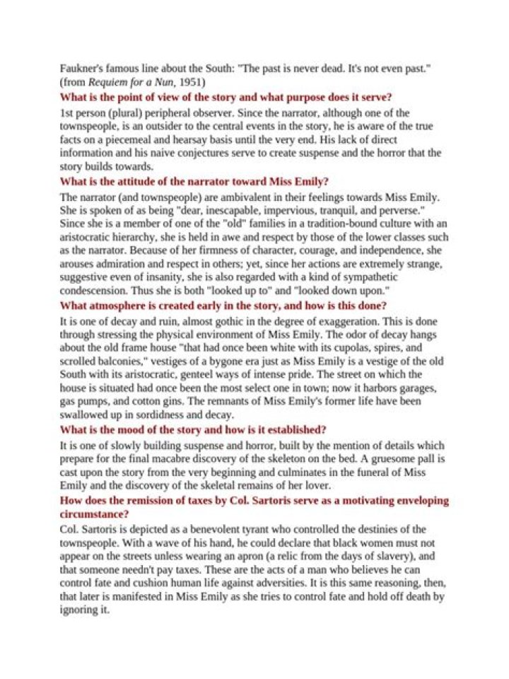 A Rose for Emily Questions PDF: Analyzing Themes and Answers