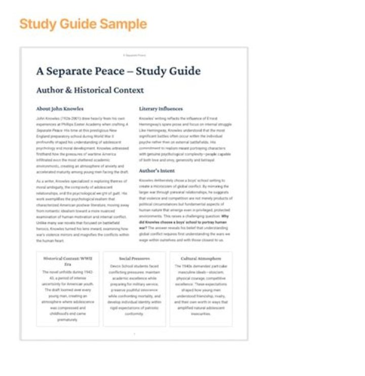 A Separate Peace Study Guide Answers PDF – Complete Exam Help