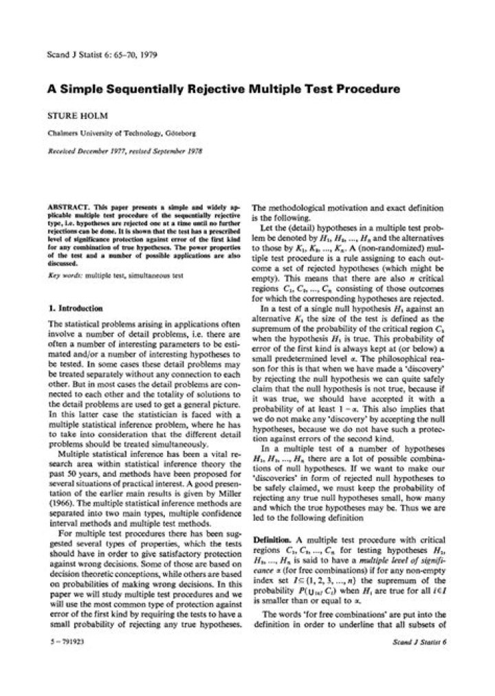 Simple Sequential Rejective Multiple Test Procedure PDF Guide