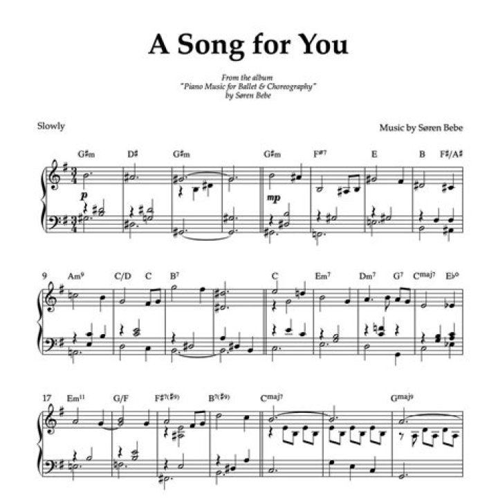 Download Free Piano Sheet Music: A Song for You in PDF