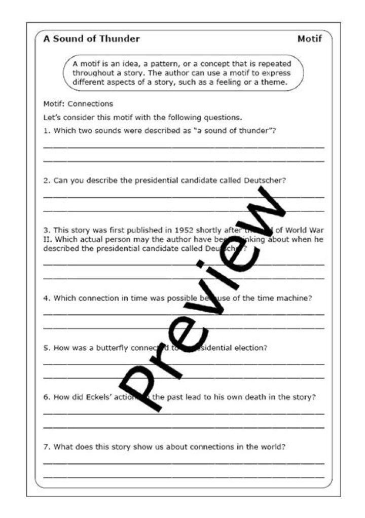 A Sound of Thunder: Comprehension Questions PDF Download