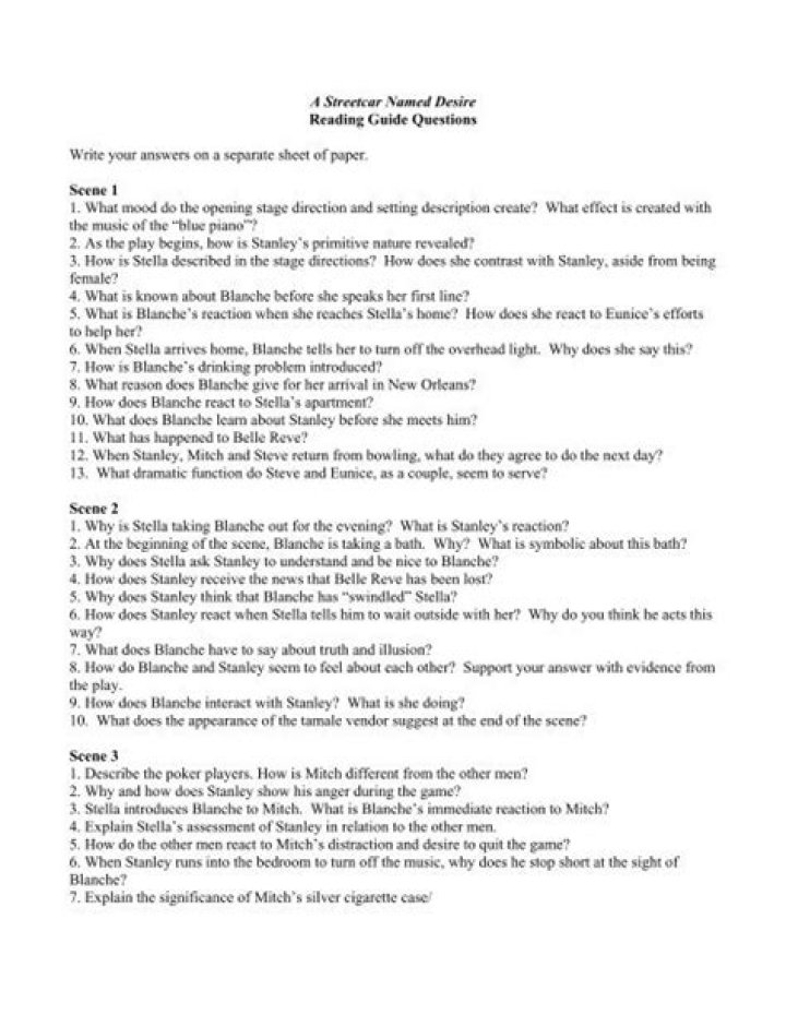 A Streetcar Named Desire: Key Questions & Analysis PDF