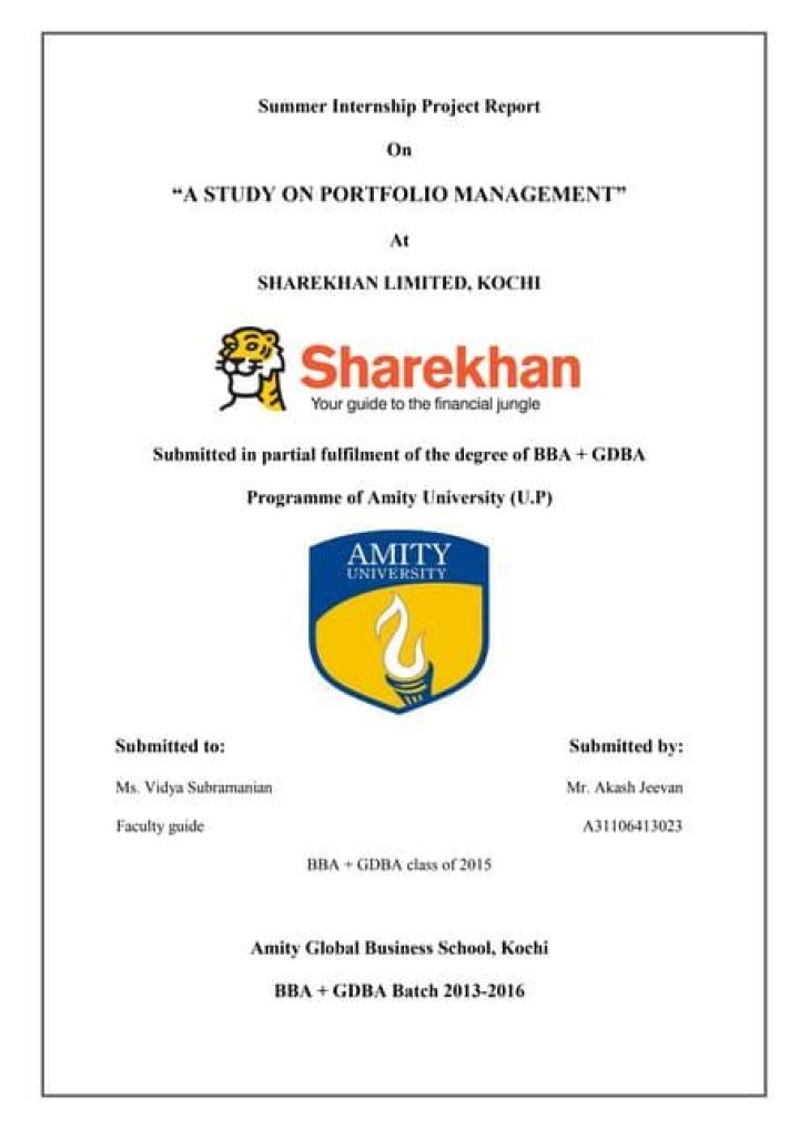 Comprehensive Study on Portfolio Management PDF for Investors