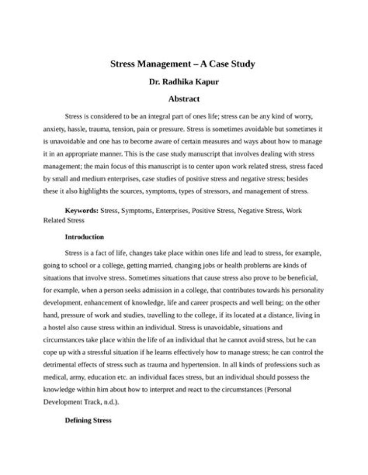 Stress Management Project: Comprehensive Study & PDF Report