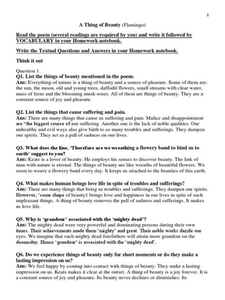 A Thing of Beauty: Questions & Answers PDF Guide