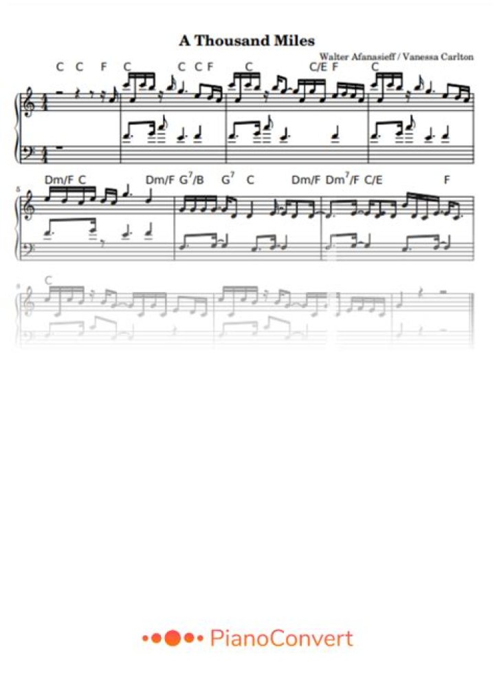 Download Free A Thousand Miles Music Sheet PDF Now