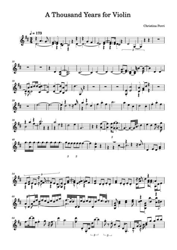 A Thousand Years Violin Music Sheet PDF – Free Download