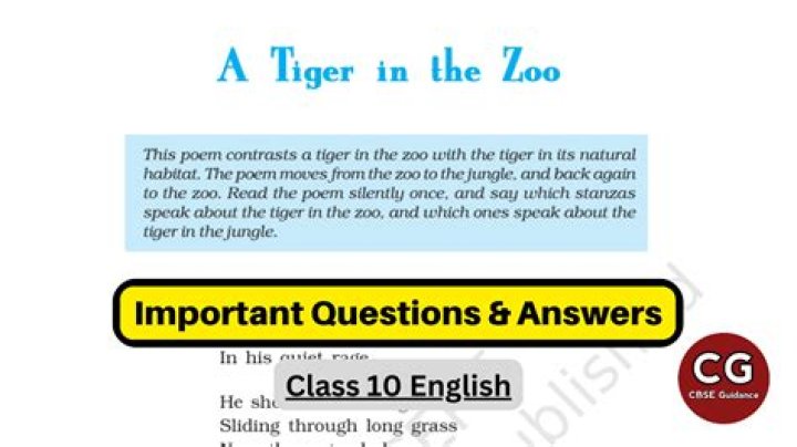 A Tiger in the Zoo: Class 10 Question & Answer PDF