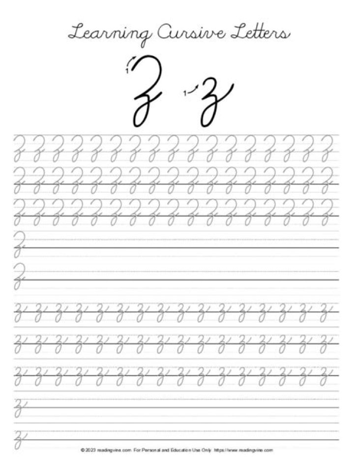 Free A to Z Cursive Writing Worksheets PDF for Practicing Handwriting