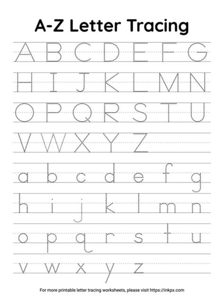 A to Z Tracing Worksheet PDF Free Download – Printable Kids Activity