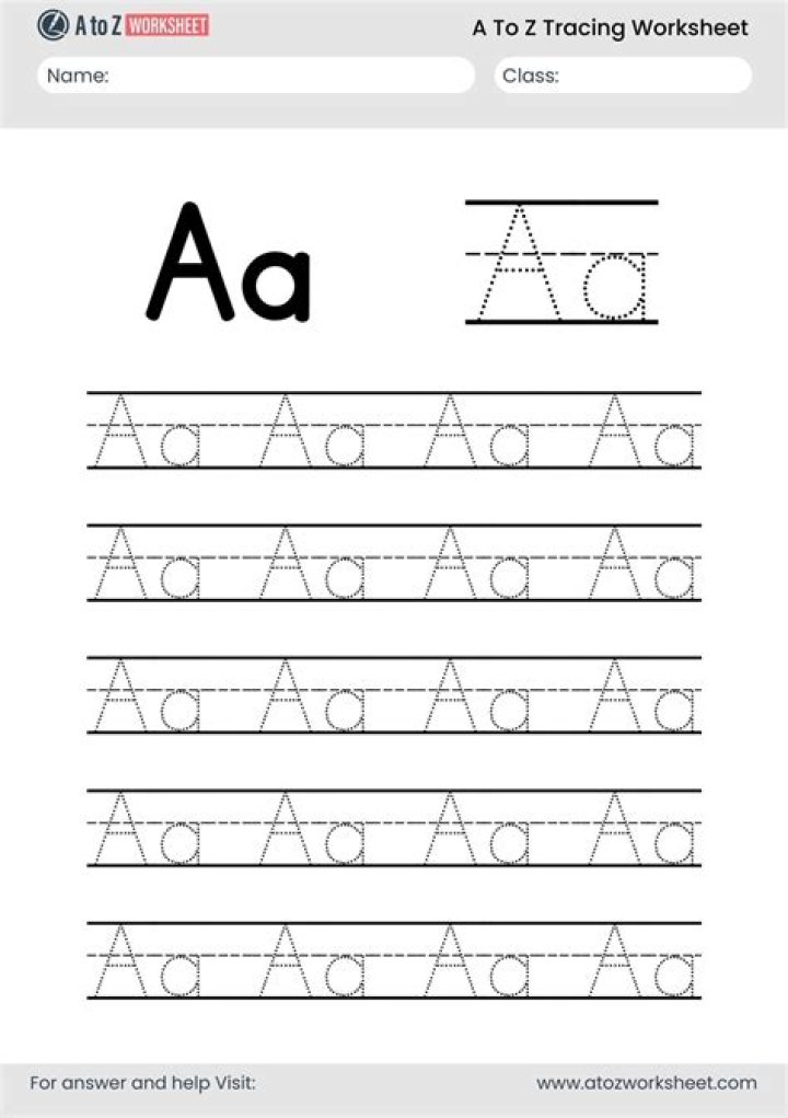 Free A to Z Tracing Worksheets PDF for Kids