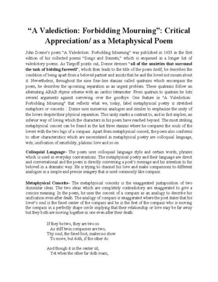A Valediction Forbidding Mourning Questions & Answers PDF